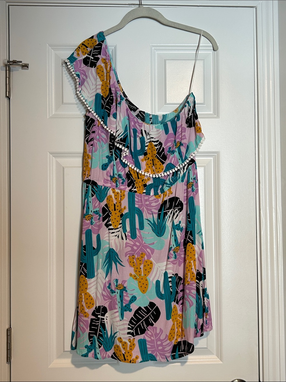 Wrangler Retro One-Shoulder Cactus Print Dress Women's Medium